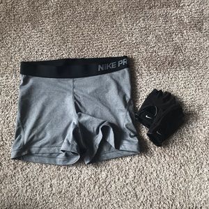 Nike Pro Compression Shorts and Gloves